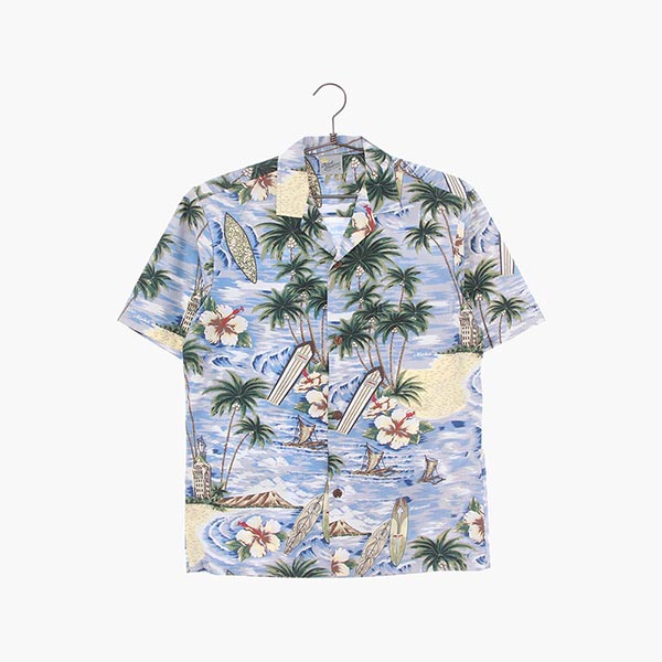 로얄 크리에이션 폴리 하와이안 셔츠 남자 S 빈티지톡
