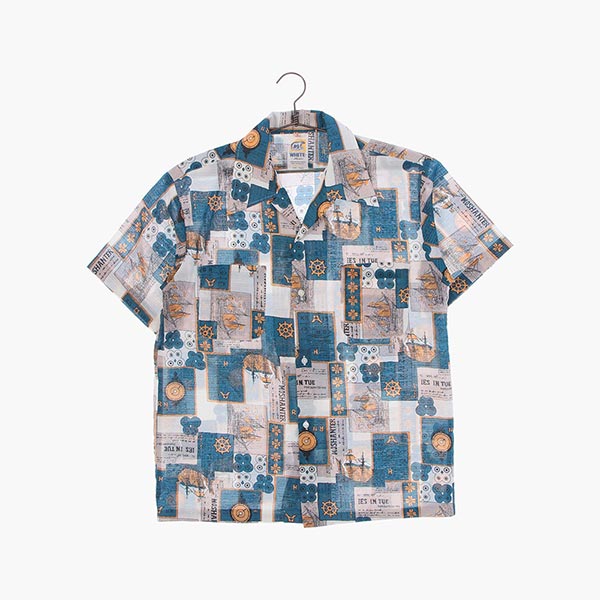 폴리 하와이안 셔츠 공용 L 빈티지톡