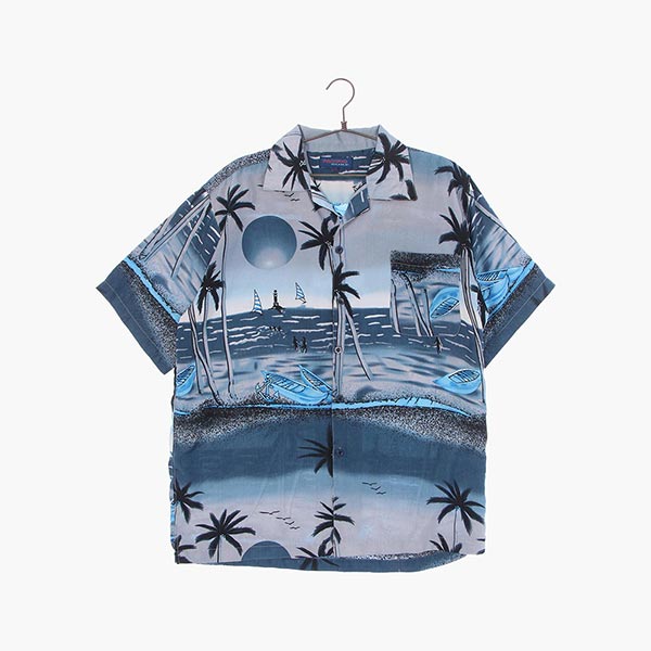 폴리 하와이안 셔츠 공용 XL 빈티지톡