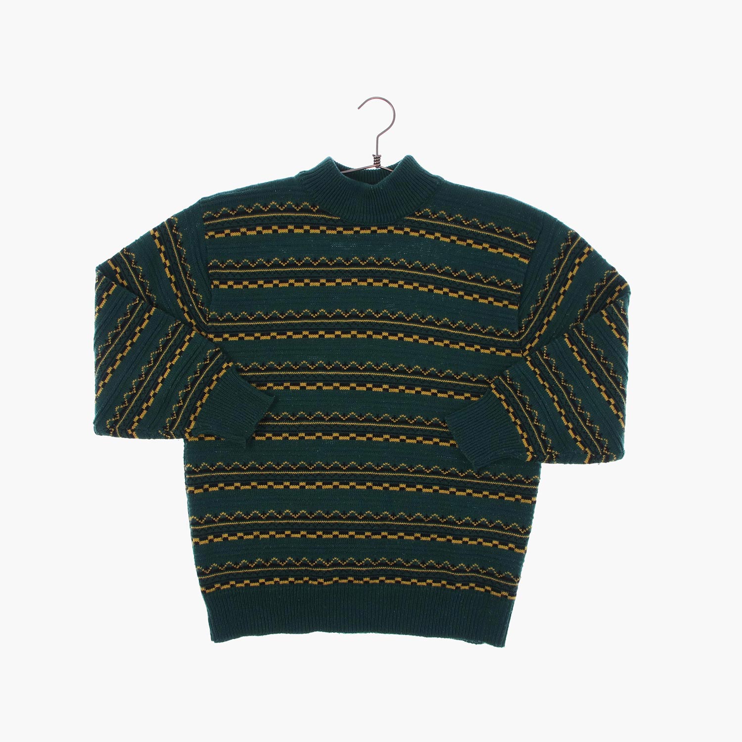 울 터틀넥 패턴 니트/스웨터 공용 M 빈티지톡