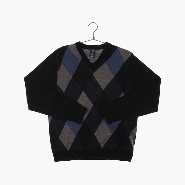 갭 울 브이넥 패턴 니트/스웨터 공용 L 빈티지톡