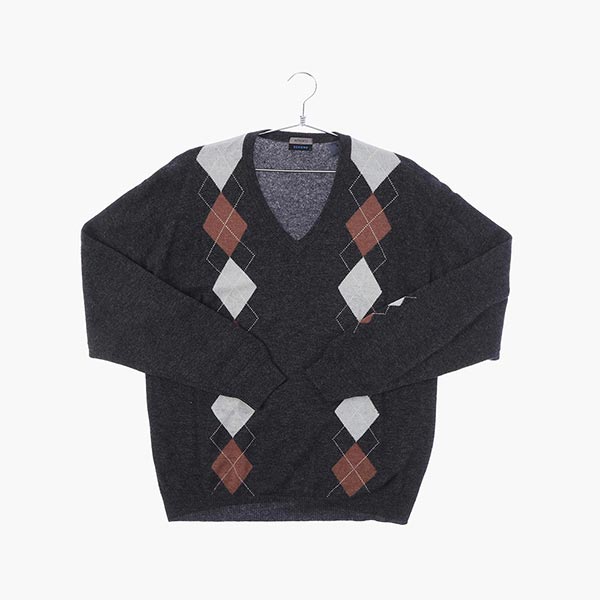리나운 캐시미어 브이넥 패턴 니트/스웨터 공용 L 빈티지톡