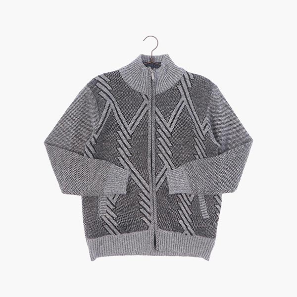 울 풀집업 패턴 니트/스웨터 공용 M 빈티지톡