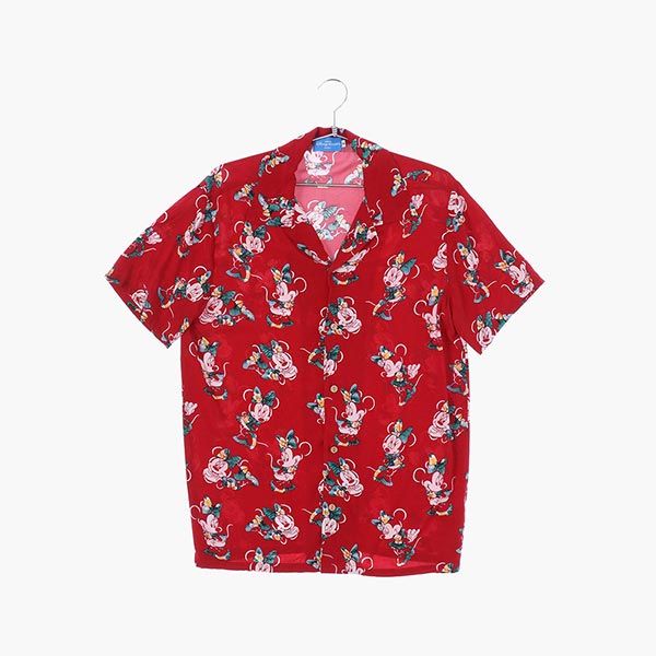 디즈니 레이온 패턴 반팔 셔츠 공용 M 빈티지톡