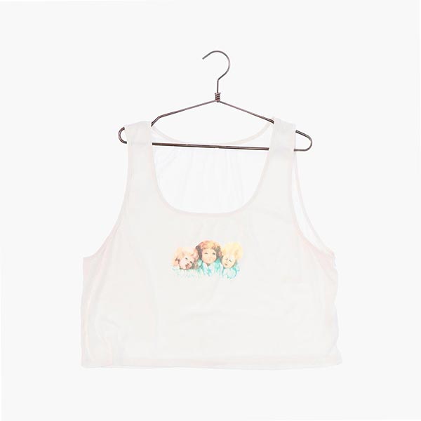 폴리 크롭 민소매 티셔츠 여자 3XL 빈티지톡